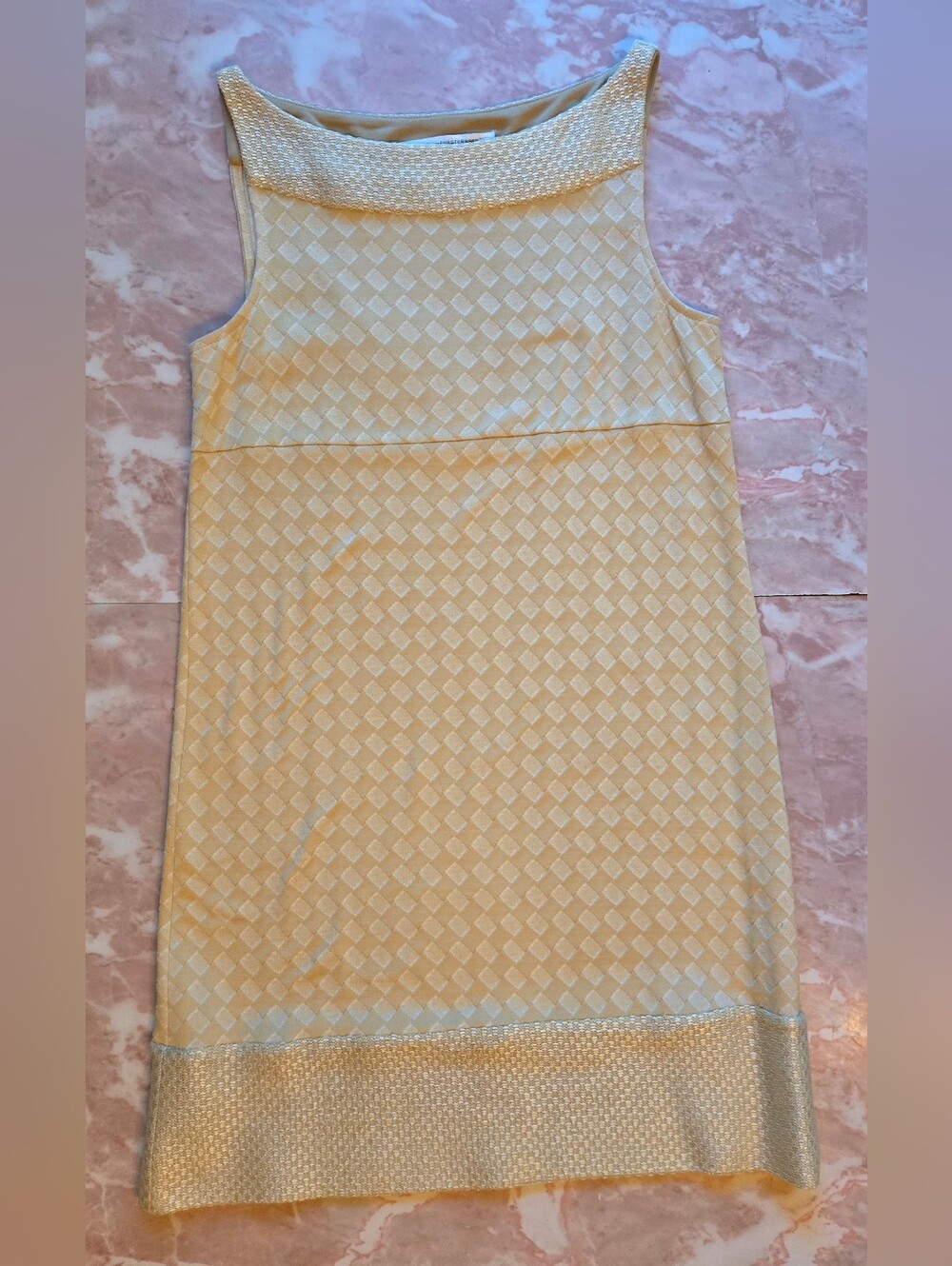Diane Von Furstenberg Gold Textured Sleeveless Shift Dress